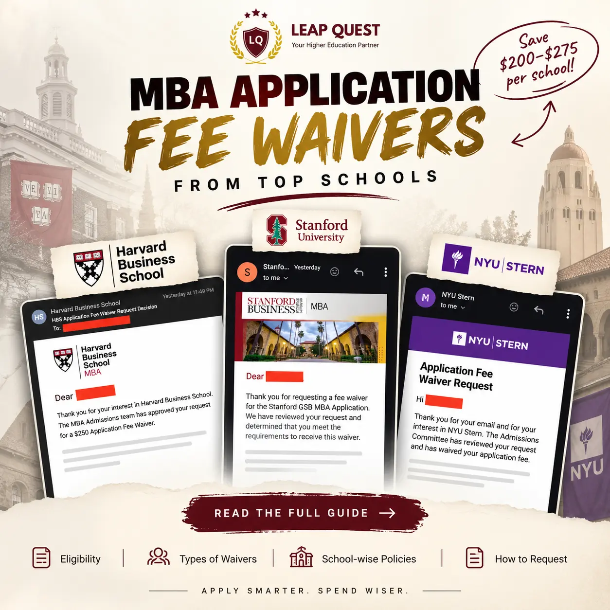 How to Get MBA Application Fee Waivers from Stanford, Harvard, NYU Stern & More